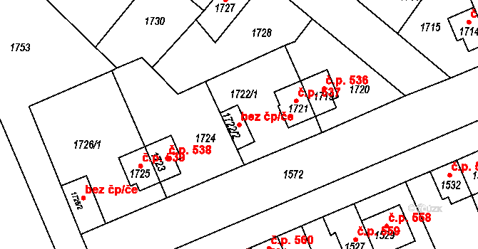 Zruč nad Sázavou 38283514 na parcele st. 1722/2 v KÚ Zruč nad Sázavou, Katastrální mapa