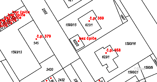 Dašice 42199514 na parcele st. 622/2 v KÚ Dašice, Katastrální mapa