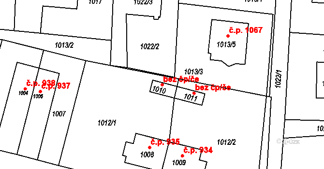 Havířov 43287514 na parcele st. 1010 v KÚ Šumbark, Katastrální mapa