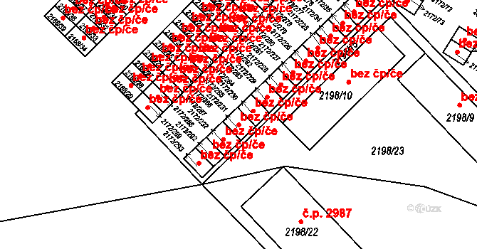 Opava 43791514 na parcele st. 2172/231 v KÚ Opava-Předměstí, Katastrální mapa
