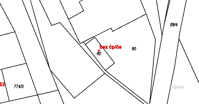 Lipník nad Bečvou 43808514 na parcele st. 60 v KÚ Podhoří na Moravě, Katastrální mapa