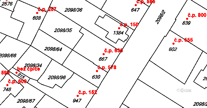 Kateřinky 636, Opava na parcele st. 667 v KÚ Kateřinky u Opavy, Katastrální mapa