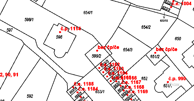 Děčín 48993514 na parcele st. 599/2 v KÚ Děčín, Katastrální mapa