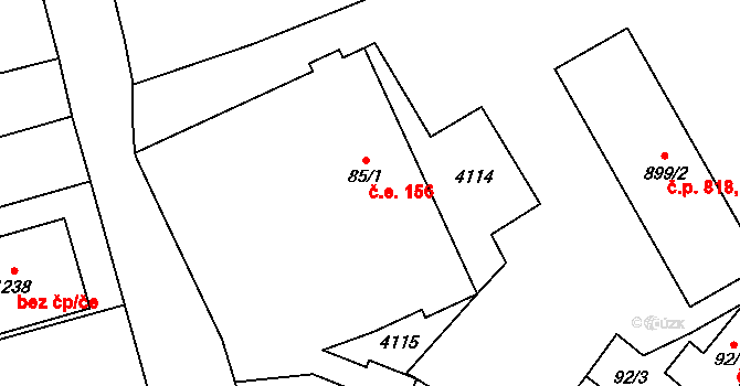 Hranice 156 na parcele st. 85/1 v KÚ Hranice u Aše, Katastrální mapa