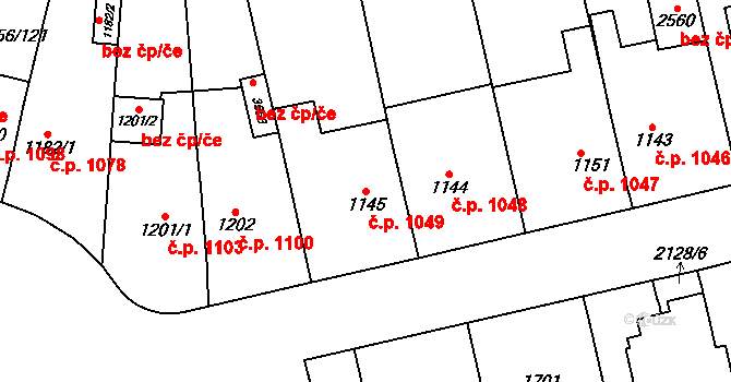 Choceň 1049 na parcele st. 1145 v KÚ Choceň, Katastrální mapa