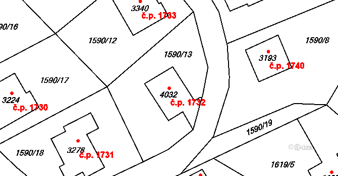 Náchod 1732 na parcele st. 4032 v KÚ Náchod, Katastrální mapa