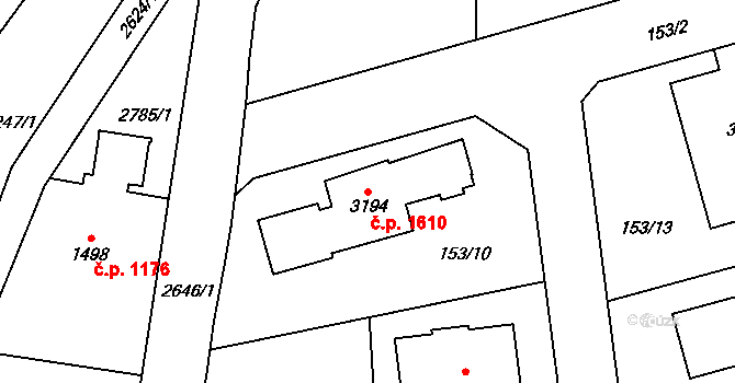 Lipník nad Bečvou I-Město 1610, Lipník nad Bečvou na parcele st. 3194 v KÚ Lipník nad Bečvou, Katastrální mapa