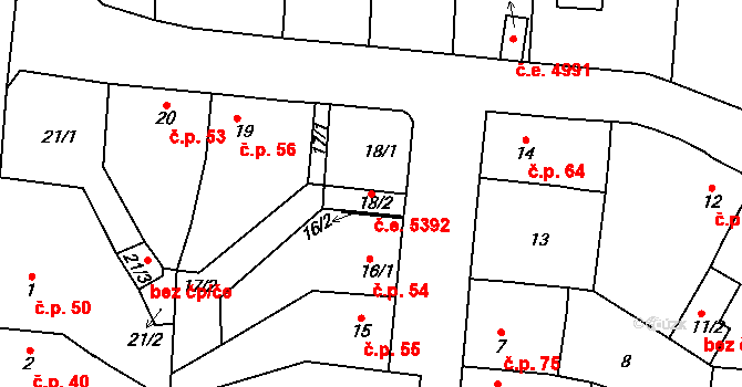 Koštov 5392, Trmice na parcele st. 18/2 v KÚ Koštov, Katastrální mapa
