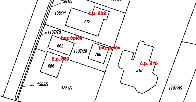 Strakonice 99057514 na parcele st. 760 v KÚ Dražejov u Strakonic, Katastrální mapa