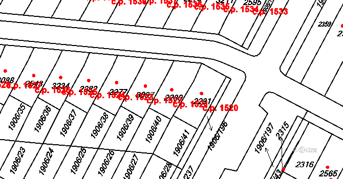 Bystřice pod Hostýnem 1521 na parcele st. 2280 v KÚ Bystřice pod Hostýnem, Katastrální mapa