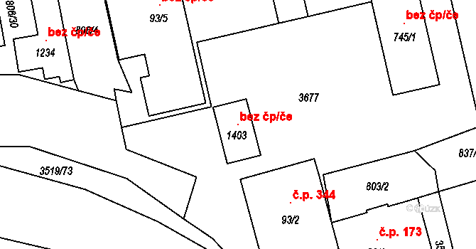 Ratiboř 103895515 na parcele st. 1403 v KÚ Ratiboř u Vsetína, Katastrální mapa