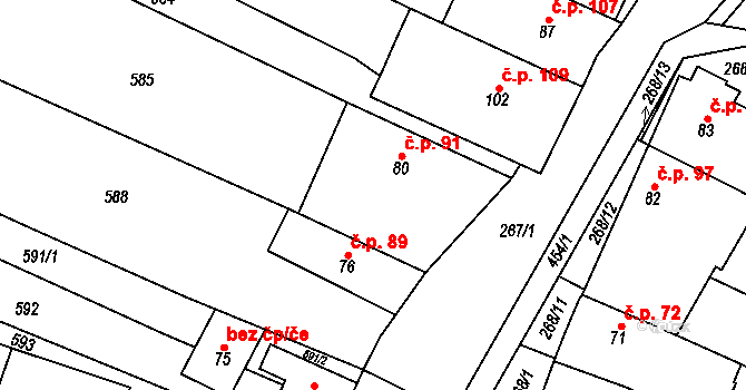 Hrochov 91, Lipová na parcele st. 80 v KÚ Hrochov, Katastrální mapa