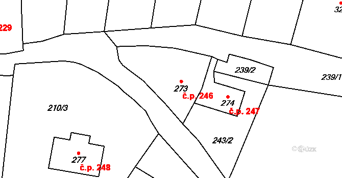 Vranov nad Dyjí 246 na parcele st. 273 v KÚ Vranov nad Dyjí, Katastrální mapa