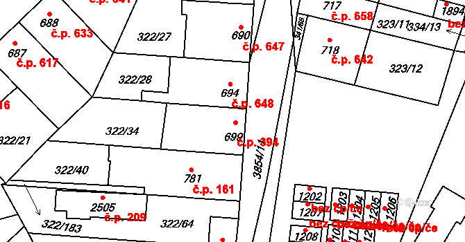 Trhové Sviny 394 na parcele st. 699 v KÚ Trhové Sviny, Katastrální mapa