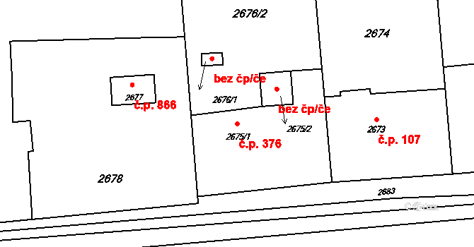 Horní Těrlicko 376, Těrlicko na parcele st. 2675/1 v KÚ Horní Těrlicko, Katastrální mapa