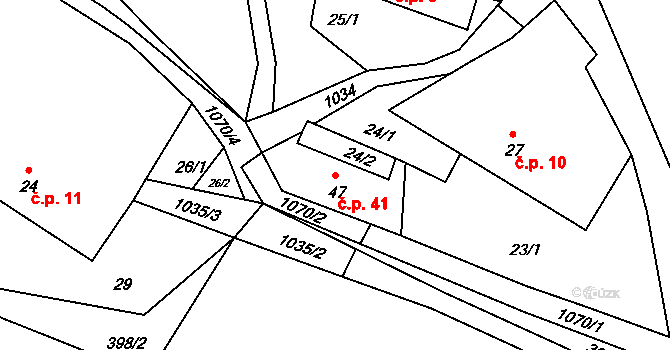 Sumrakov 41, Studená na parcele st. 47 v KÚ Sumrakov, Katastrální mapa