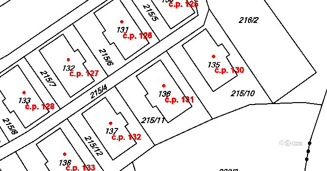 Dolní Suchá 131, Hrádek nad Nisou na parcele st. 136 v KÚ Dolní Suchá u Chotyně, Katastrální mapa