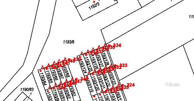 Bechyně 335 na parcele st. 1193/127 v KÚ Bechyně, Katastrální mapa