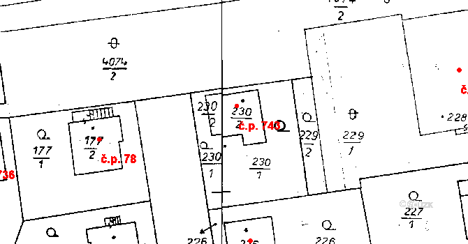 Poděbrady II 743, Poděbrady na parcele st. 230/2 v KÚ Poděbrady, Katastrální mapa