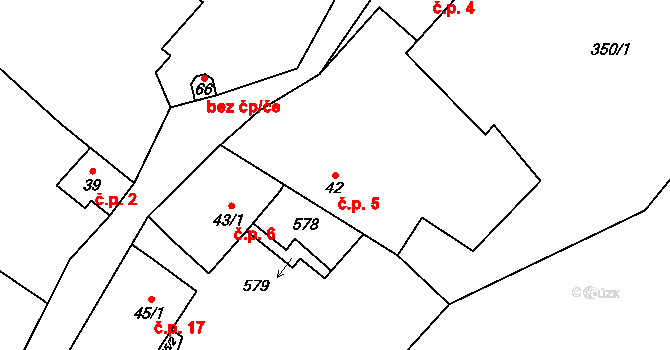 Tažovická Lhota 5, Volenice na parcele st. 42 v KÚ Tažovice, Katastrální mapa