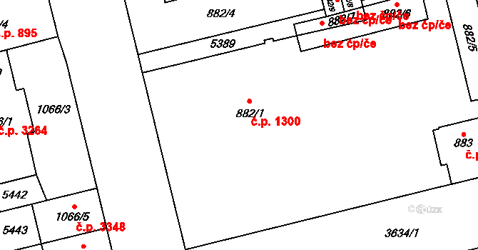 Břeclav 1300 na parcele st. 882/1 v KÚ Břeclav, Katastrální mapa