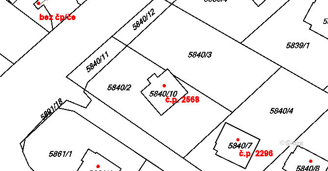 Frýdek 2568, Frýdek-Místek na parcele st. 5840/10 v KÚ Frýdek, Katastrální mapa