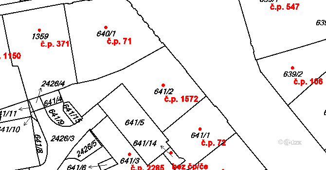 Cheb 1572 na parcele st. 641/2 v KÚ Cheb, Katastrální mapa