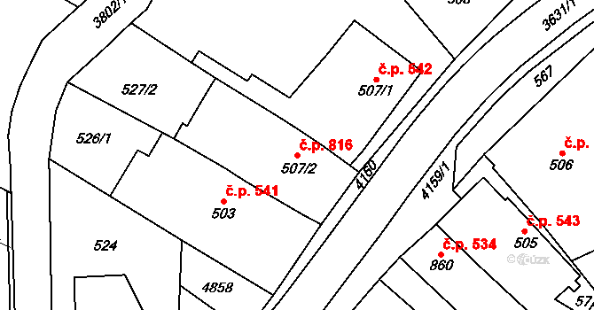 Dvůr Králové nad Labem 816 na parcele st. 507/2 v KÚ Dvůr Králové nad Labem, Katastrální mapa