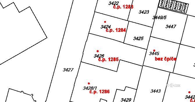 České Budějovice 3 1285, České Budějovice na parcele st. 3426 v KÚ České Budějovice 3, Katastrální mapa