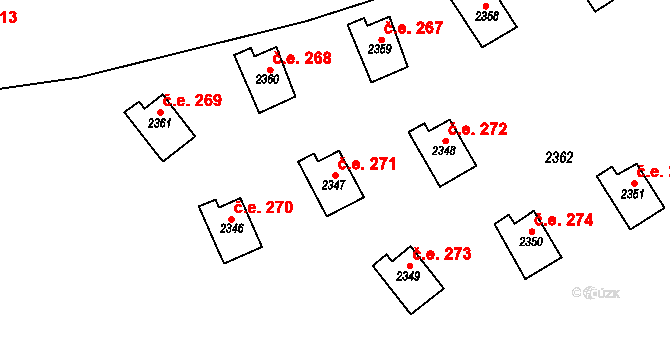 Buchlovice 271 na parcele st. 2347 v KÚ Buchlovice, Katastrální mapa