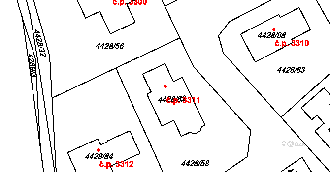 Kladno 3311 na parcele st. 4428/82 v KÚ Kladno, Katastrální mapa