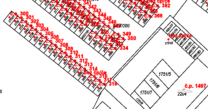 Veselí nad Moravou 333 na parcele st. 2668 v KÚ Veselí-Předměstí, Katastrální mapa