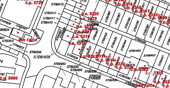 Jihlava 5317 na parcele st. 5706/525 v KÚ Jihlava, Katastrální mapa