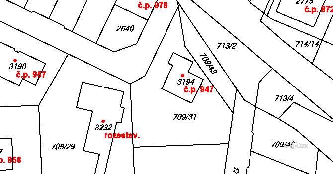 Stará Role 947, Karlovy Vary na parcele st. 3194 v KÚ Stará Role, Katastrální mapa