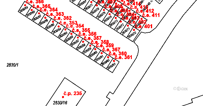 Rumburk 1 367, Rumburk na parcele st. 2830/61 v KÚ Rumburk, Katastrální mapa