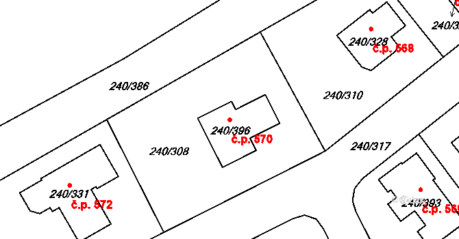 Boršov nad Vltavou 570 na parcele st. 240/396 v KÚ Boršov nad Vltavou, Katastrální mapa