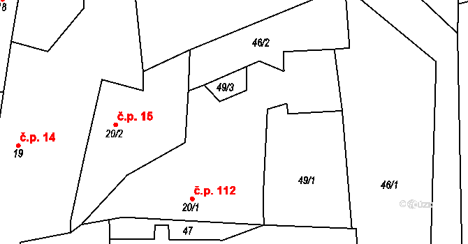 Mečichov 112 na parcele st. 20/1 v KÚ Mečichov, Katastrální mapa