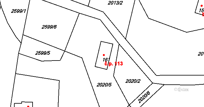 Radětice 113 na parcele st. 161 v KÚ Radětice u Bechyně, Katastrální mapa