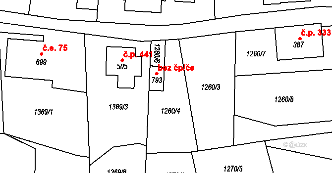 Stříbrná 38575515 na parcele st. 793 v KÚ Stříbrná, Katastrální mapa