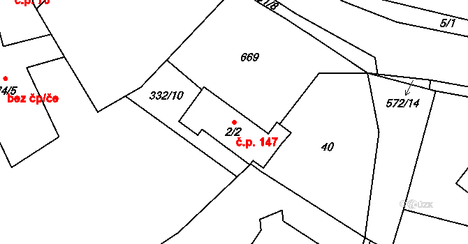 Jeníkov 147 na parcele st. 2/2 v KÚ Jeníkov u Duchcova, Katastrální mapa