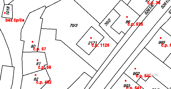 Vizovice 1126 na parcele st. 2171 v KÚ Vizovice, Katastrální mapa