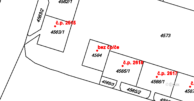 Most 40709515 na parcele st. 4564 v KÚ Most II, Katastrální mapa