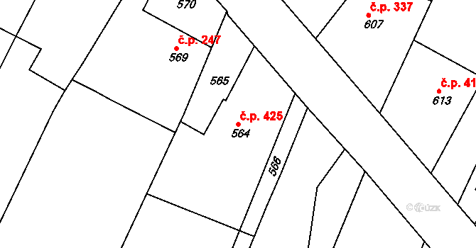 Želechovice nad Dřevnicí 425 na parcele st. 564 v KÚ Želechovice nad Dřevnicí, Katastrální mapa
