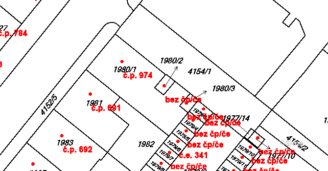 Roudnice nad Labem 43371515 na parcele st. 1980/2 v KÚ Roudnice nad Labem, Katastrální mapa