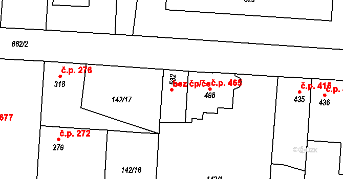 Slatiňany 43730515 na parcele st. 532 v KÚ Slatiňany, Katastrální mapa