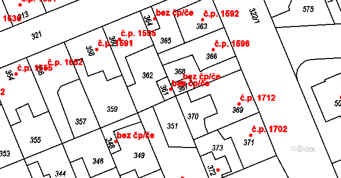 Kladno 44337515 na parcele st. 361 v KÚ Kročehlavy, Katastrální mapa