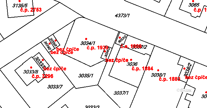 Teplice 45124515 na parcele st. 3034/2 v KÚ Teplice, Katastrální mapa