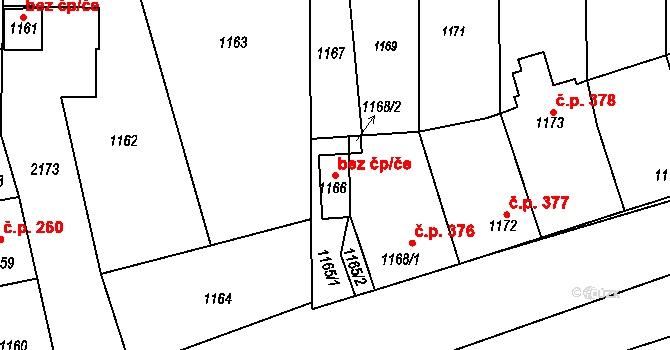 Týnec nad Labem 50163515 na parcele st. 1166 v KÚ Týnec nad Labem, Katastrální mapa