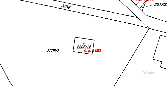 Žamberk 1493 na parcele st. 2205/12 v KÚ Žamberk, Katastrální mapa