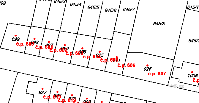 Králíky 605 na parcele st. 925 v KÚ Králíky, Katastrální mapa